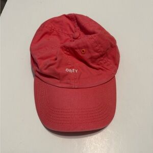 Unisex Obey Baseball Cap Light Red w/Adjustable Back